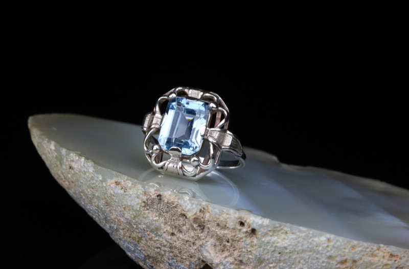 Blue Stone Art Deco Ring