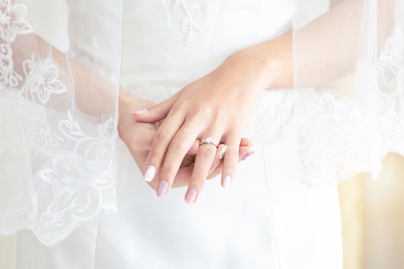 Bride Diamond Wedding Ring Multicolored Manicure