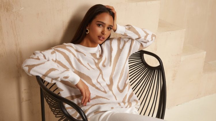 Fashion Brands Begin to Launch Athleisure as Pandemic Presses On Brown Model Printed Sweater