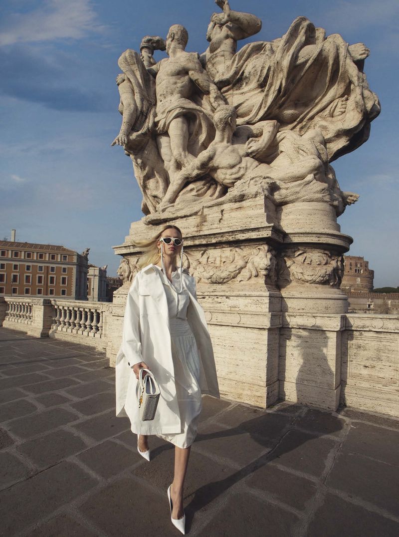 Dani Witt Poses in Romantic White Outfits for Vanity Fair Italy