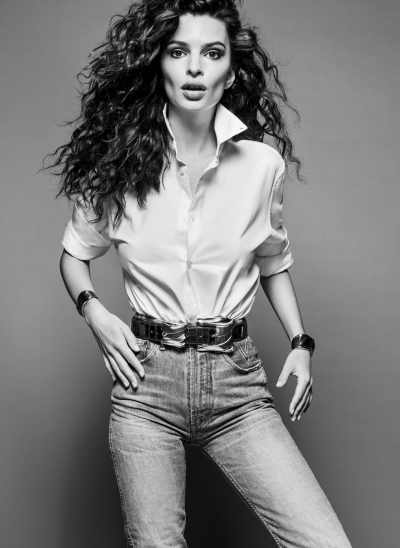 Emily Ratajkowski wears jeans from Lois Jeans + V Denim. Image: Courtesy of V Magazine / Inez & Vinoodh