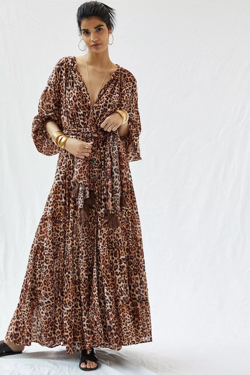 Erika Peña Leopard Tiered Maxi Dress $525