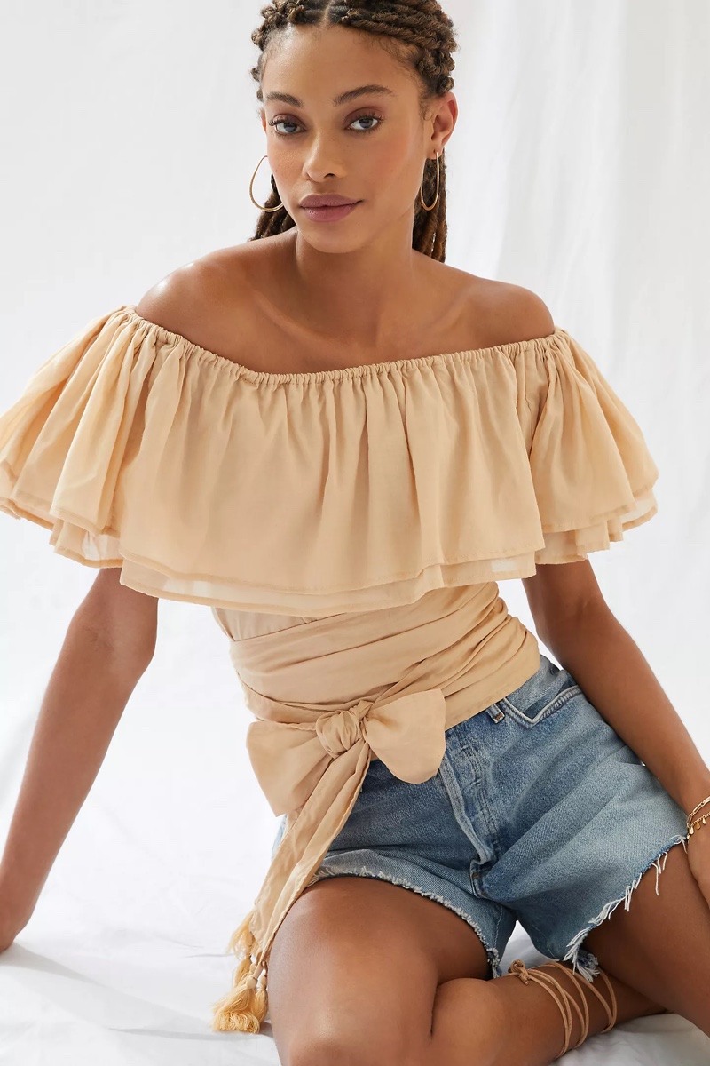 Erika Peña Ruffled Off-the-Shoulder Blouse $140