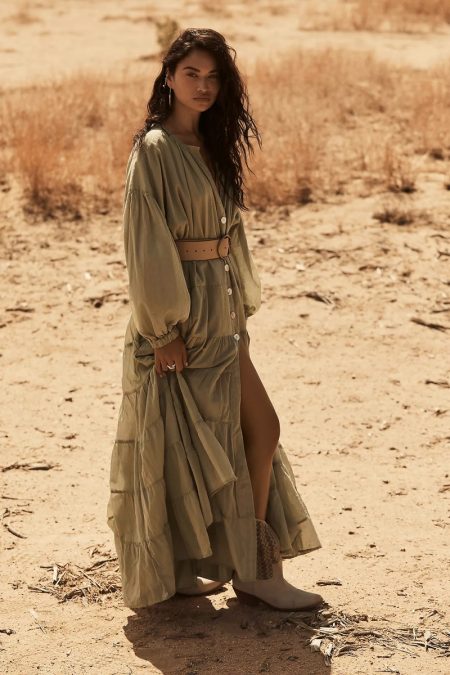 Erika Peña's Boho Dresses Are So Dreamy Erika Peña Sage Ruffled Maxi Dress $278