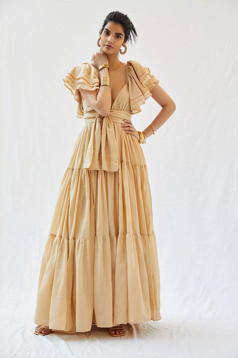 Erika Peña Vale Ruffled Maxi Dress $315