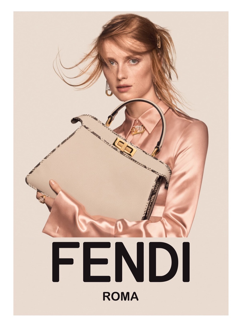 Rianne van Rompaey fronts Fendi fall-winter 2021 campaign.