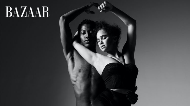 Calvin Royal III and Misty Copeland pose in black and white image.