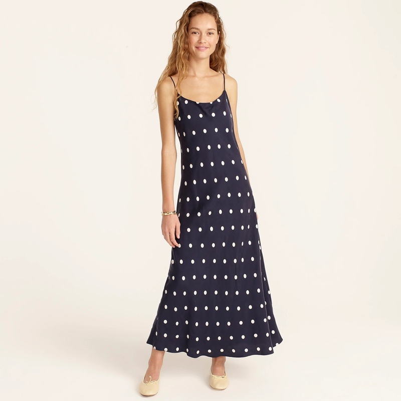 J. Crew Eco Cupro Slip Dress in Dots $138