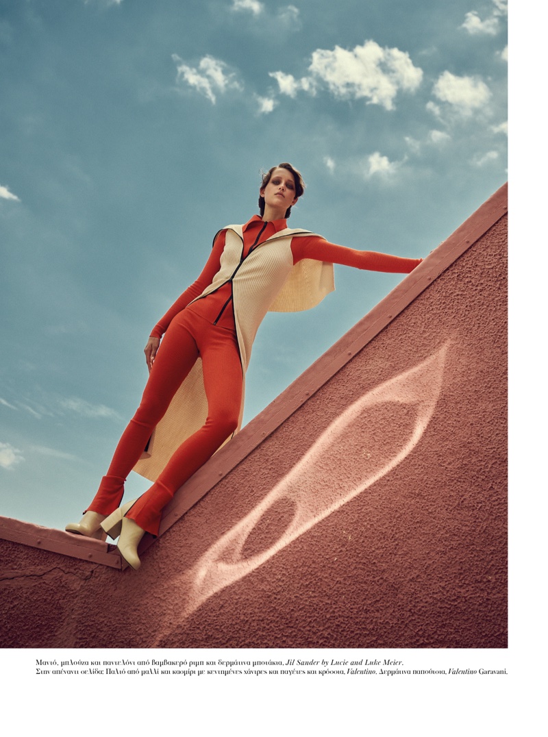Jip Boxstart Wears Sleek Pre-Fall Looks for Vogue Greece