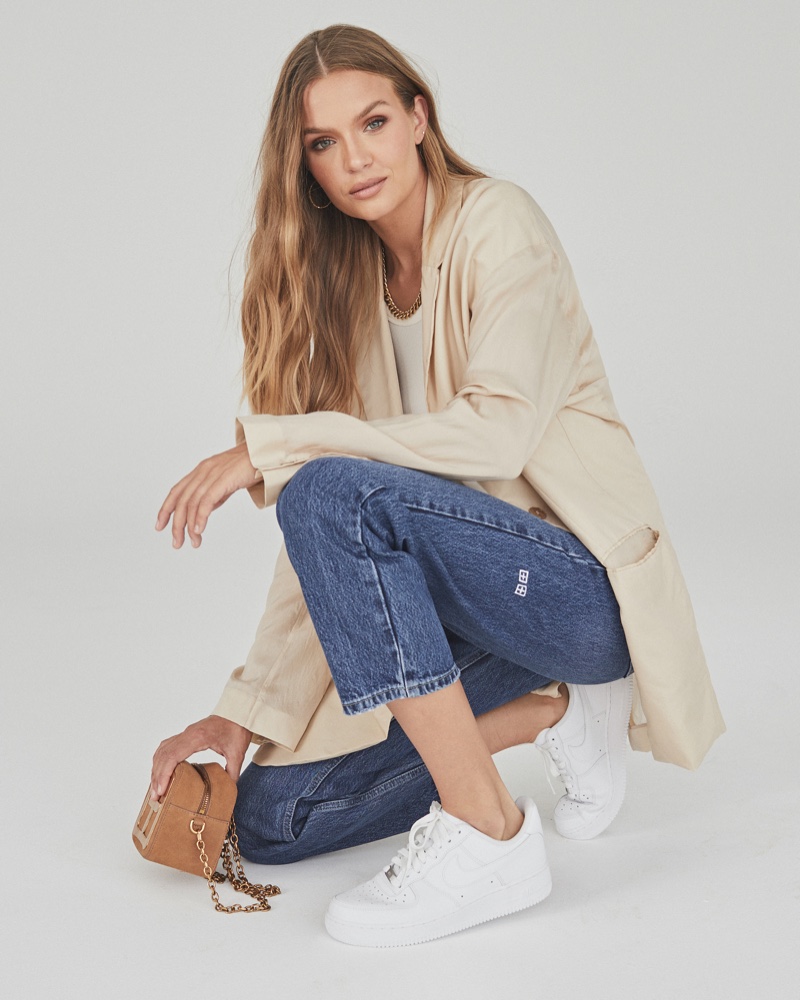 Model Josephine Skriver wears The Brooklyn jean for Ksubi fall 2021 campaign.