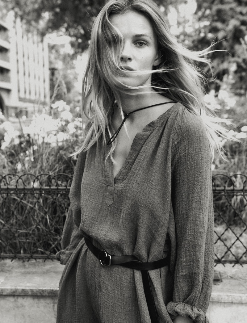 Edita Vilkeviciute poses in black and white for Massimo Dutti.