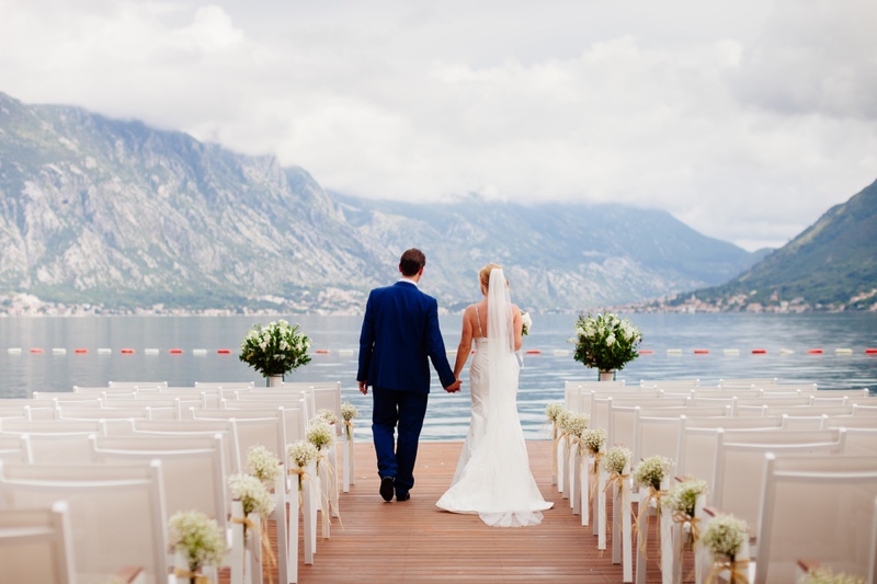 Outdoor Wedding Bride Groom Back Montenegro