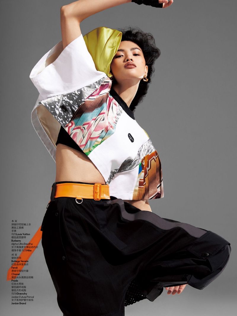 Qun Ye Models Sporty Glam Looks for ELLE China