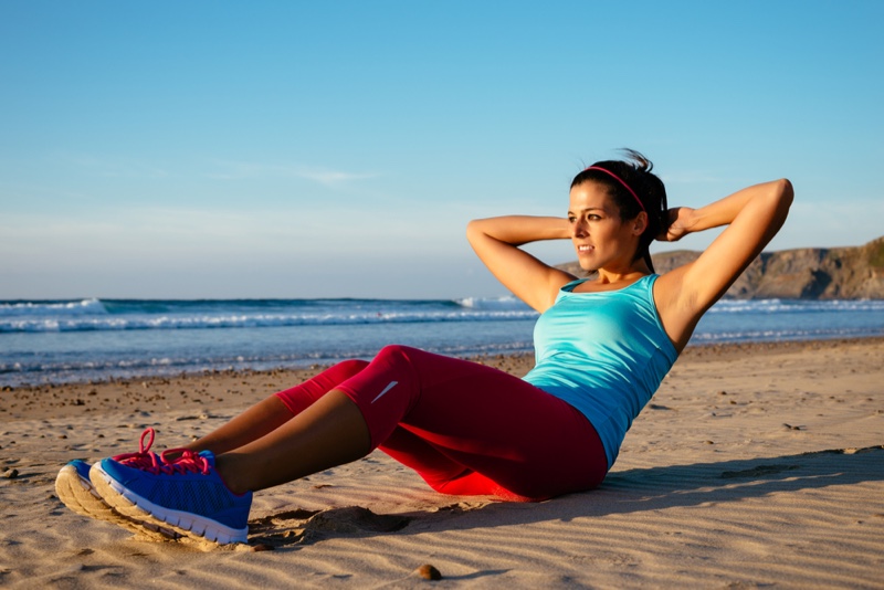 Situps Beach Workout Outfit Exercise
