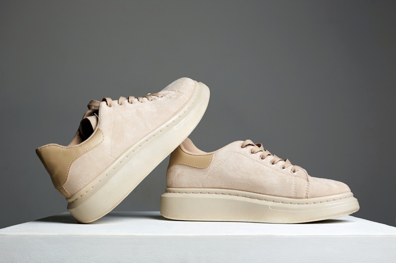 Suede Platform Sneakers Beige