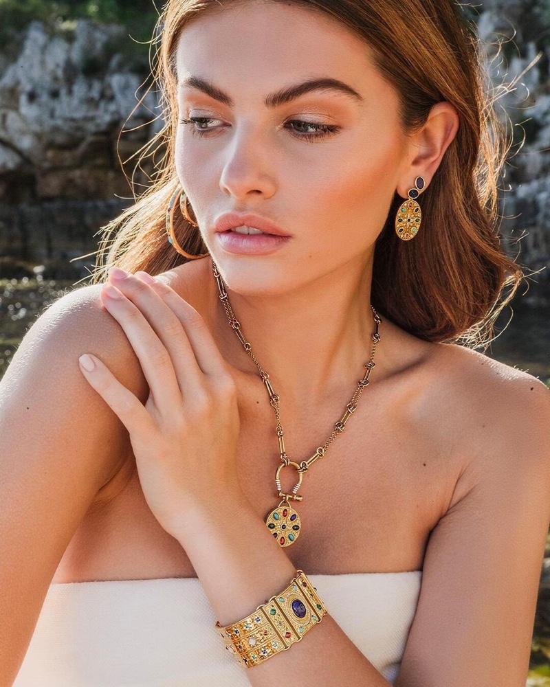 Draped in jewelry, Thylane Blondeau models APM Monaco ROMA collection.