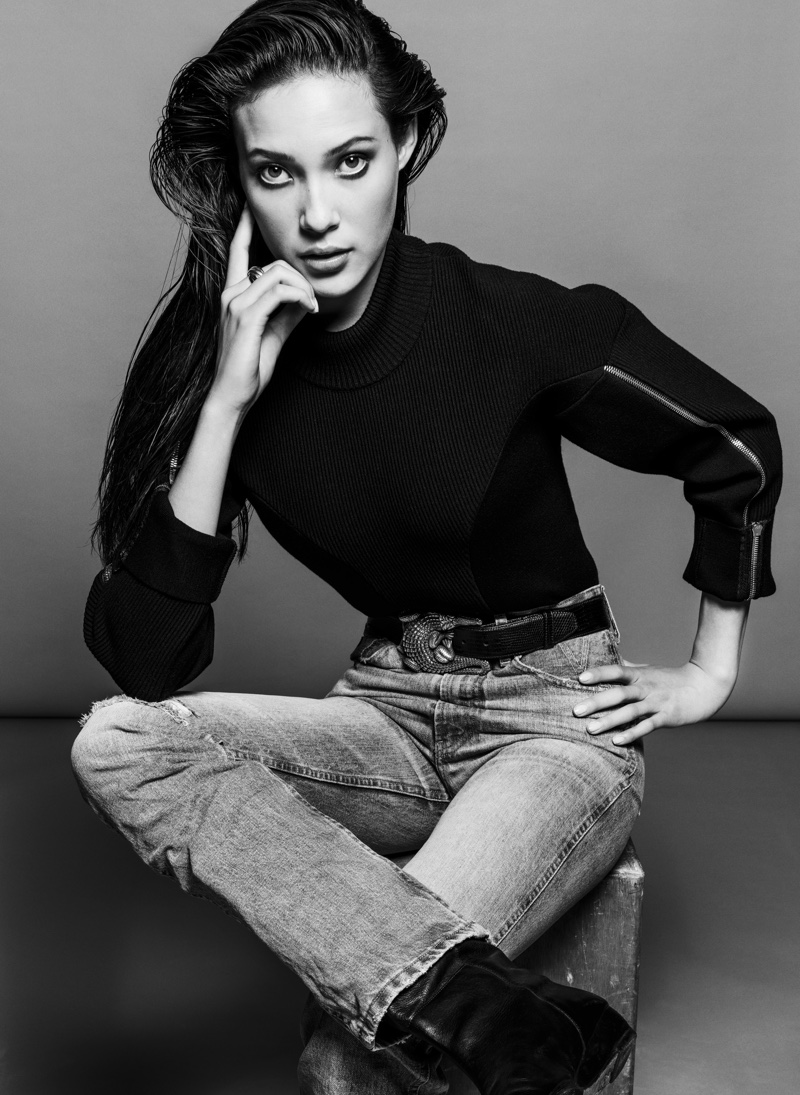 Eileen Gu wears jeans from Lois Jeans + V Denim. Image: Courtesy of V Magazine / Inez & Vinoodh