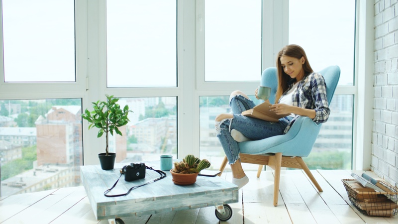 Young Woman Interior Home Apartment Chair