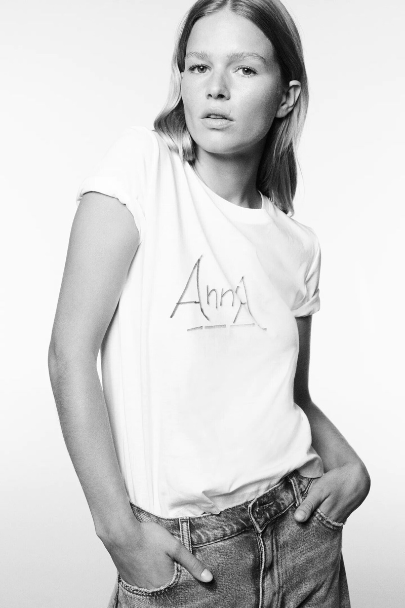 Anna Ewers poses in Zara's fall 2021 arrivals.