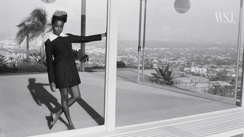 Amanda Gorman poses in Valentino dress with Roger Vivier shoes. Photo: Cass Bird for WSJ. Magazine