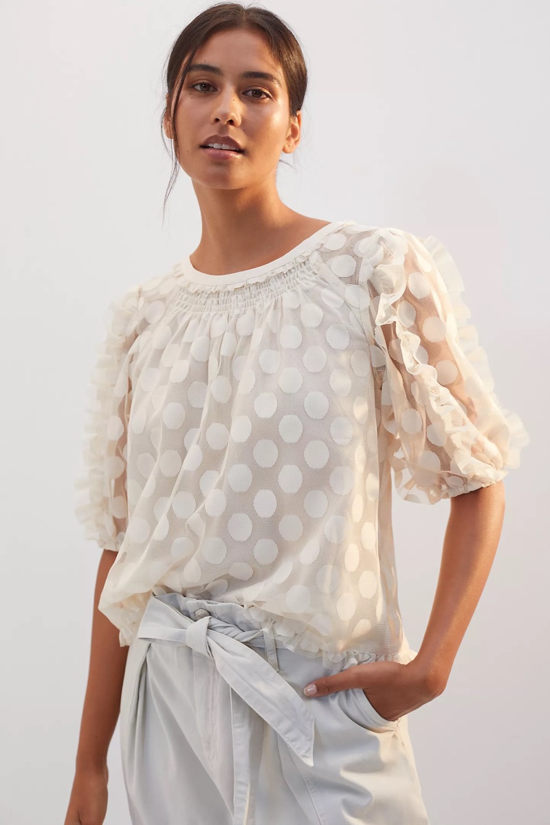 Anthropologie Sheer Ruffled Blouse $120