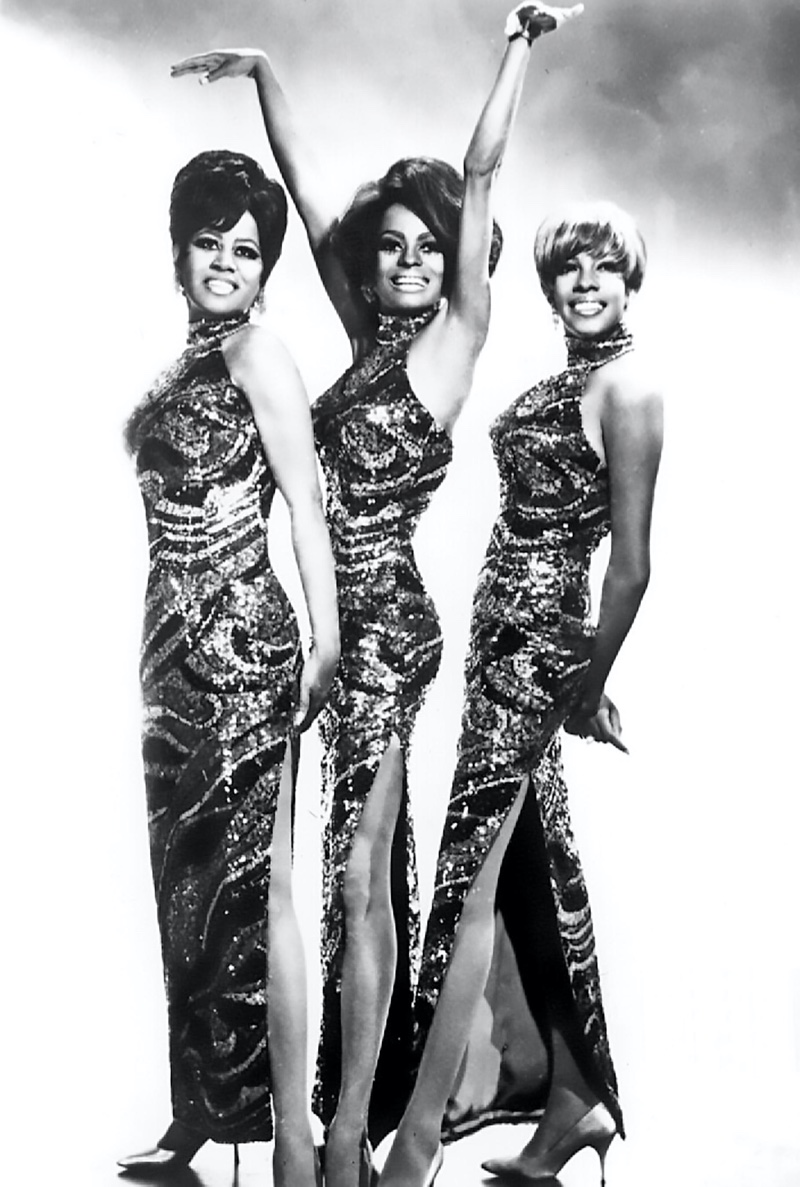 The Supremes wear matching sequin dresses in 1968. (Florence Ballard, Diana Ross, and Mary Wilson) | Photo Credit: Pictorial Press Ltd / Alamy Stock Photo