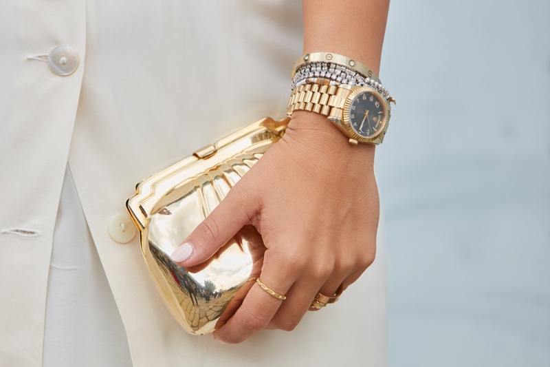Gold Bag Gold Rolex Watch Woman
