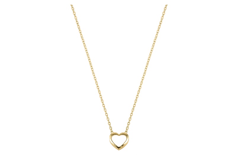 Heart Shaped Gold Necklace Isolated