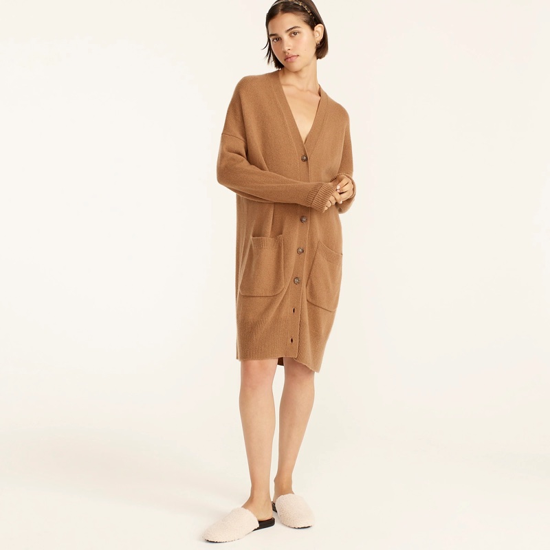 J. Crew Tie-Waist Cardigan Dress in Wool-Cashmere $248