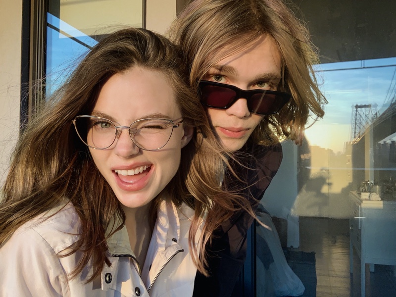 Actors Krisine Froseth and Charlie Plummer front rag & bone eyewear fall 2021 campaign.