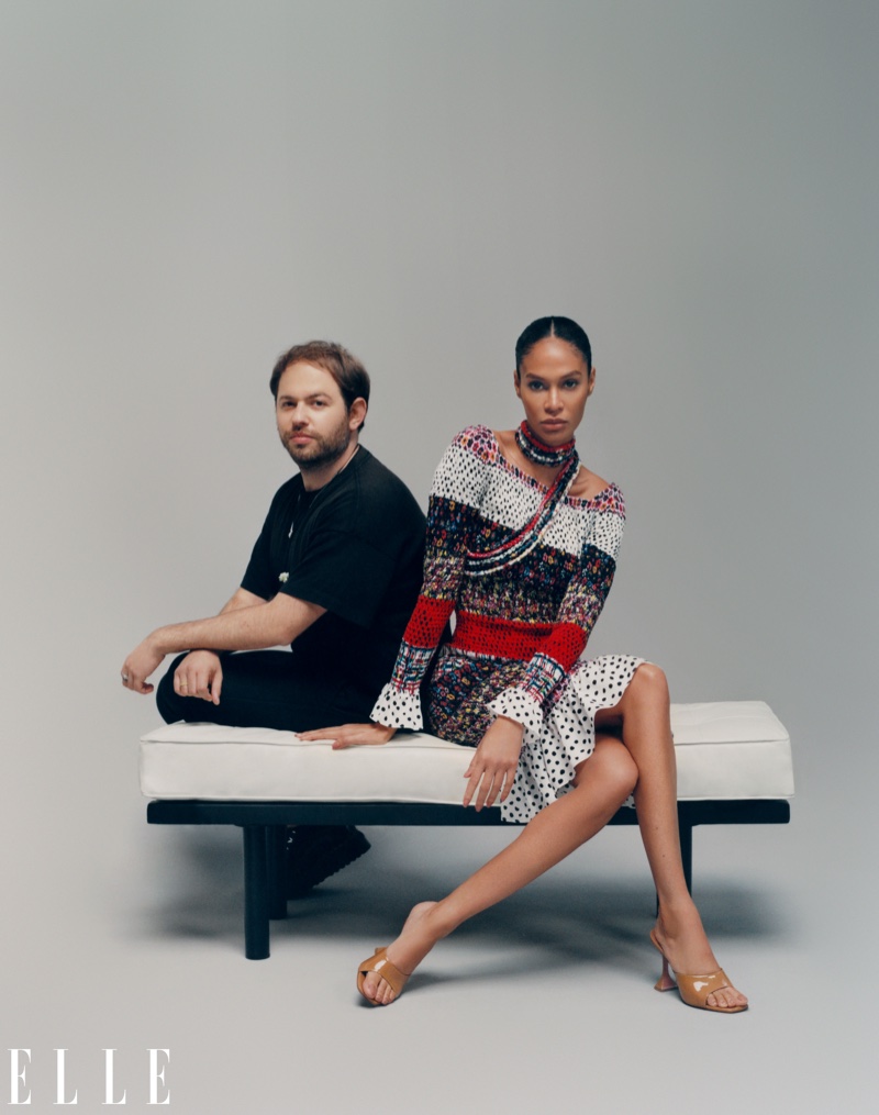 Joan Smalls with Jonathan Cohen. Photo: Emmanuel Sanchez-Monsalve for ELLE US