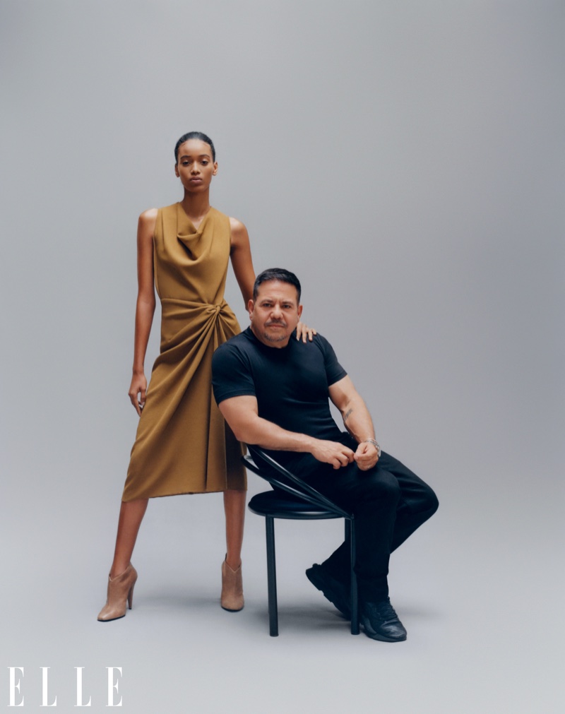 Manuela Sanchez poses with Narciso Rodriguez. Photo: Emmanuel Sanchez-Monsalve for ELLE US