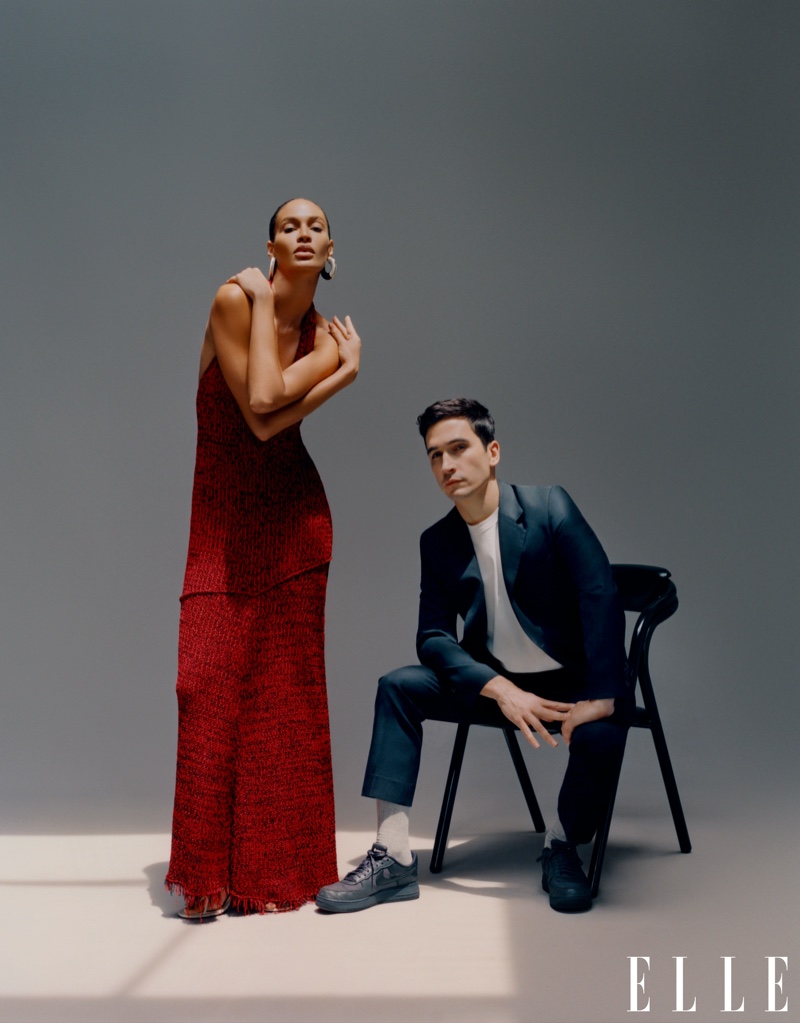 Joan Smalls poses with Proenza Schouler designer Lazaro Hernandez. Photo: Emmanuel Sanchez-Monsalve for ELLE US