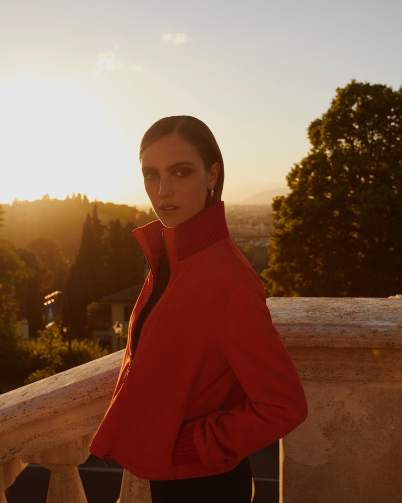 Maria Rosa Stands Out in Red Styles for ELLE Germany