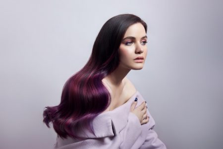 How To Properly Take Care Of Your Color-treated Hair Model Purple Ombre Dyed Hair Shoulder Top