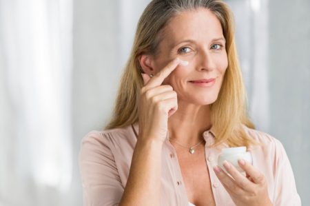 What To Keep In Mind While Buying Anti-Aging Skincare Products? Older Mature Woman Anti-Aging Cream Skincare Face