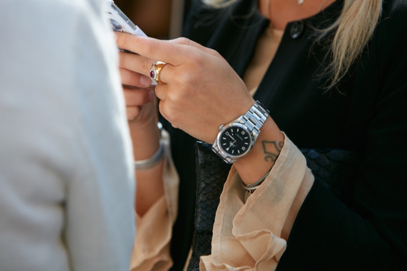 Woman Rolex Explorer Watch Street Style