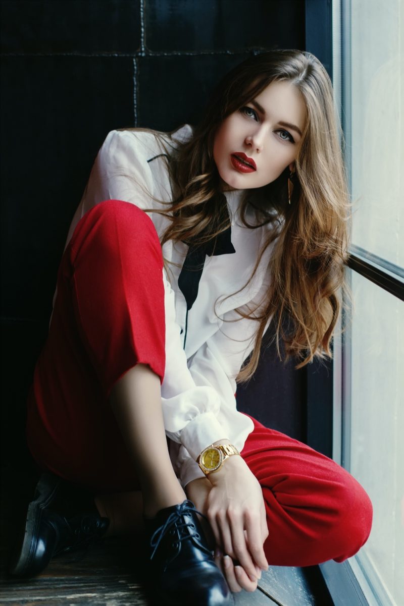 Woman Wearing Red Pants