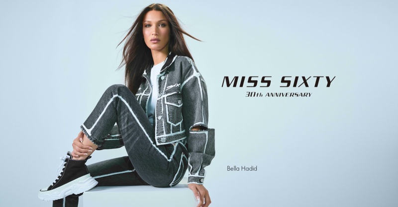 Model Bella Hadid poses for Miss Sixty fall-winter 2021 