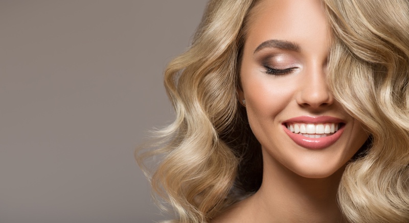 Blonde Closeup Beauty Smiling Teeth