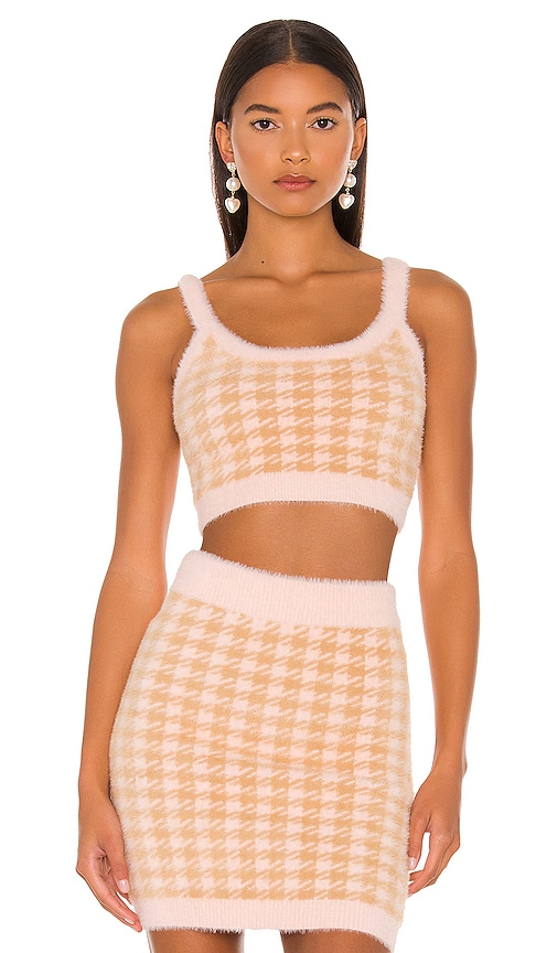For Love & Lemons Cher Crop Sweater Tank in Peach. - size XS (also in L, M, S)