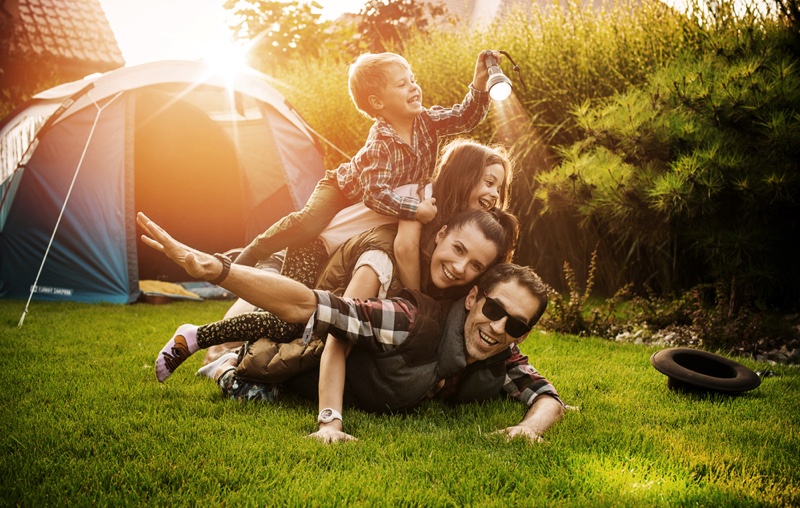 Happy Family Camping Tent Outdoors