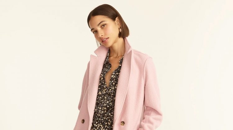 J. Crew Daphne Topcoat Italian Boiled Wool in Icy Orchid $248