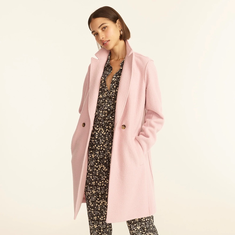 J. Crew Daphne Topcoat Italian Boiled Wool in Icy Orchid $248