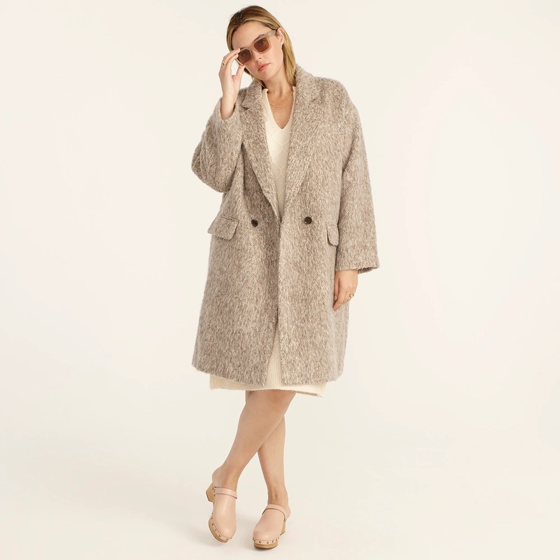 J. Crew Relaxed Topcoat with Brushed Italian Wool in Mushroom $348