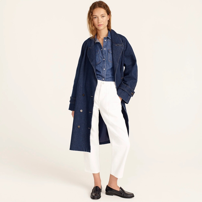 J. Crew Relaxed Trench Coat in Denim $278