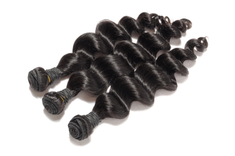 Loose wave black human hair extension bundles