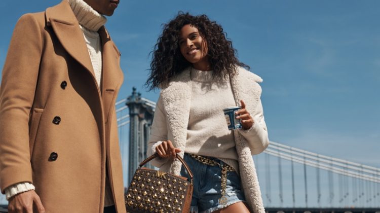 Cindy Bruna poses for MICHAEL Michael Kors fall 2021 campaign.