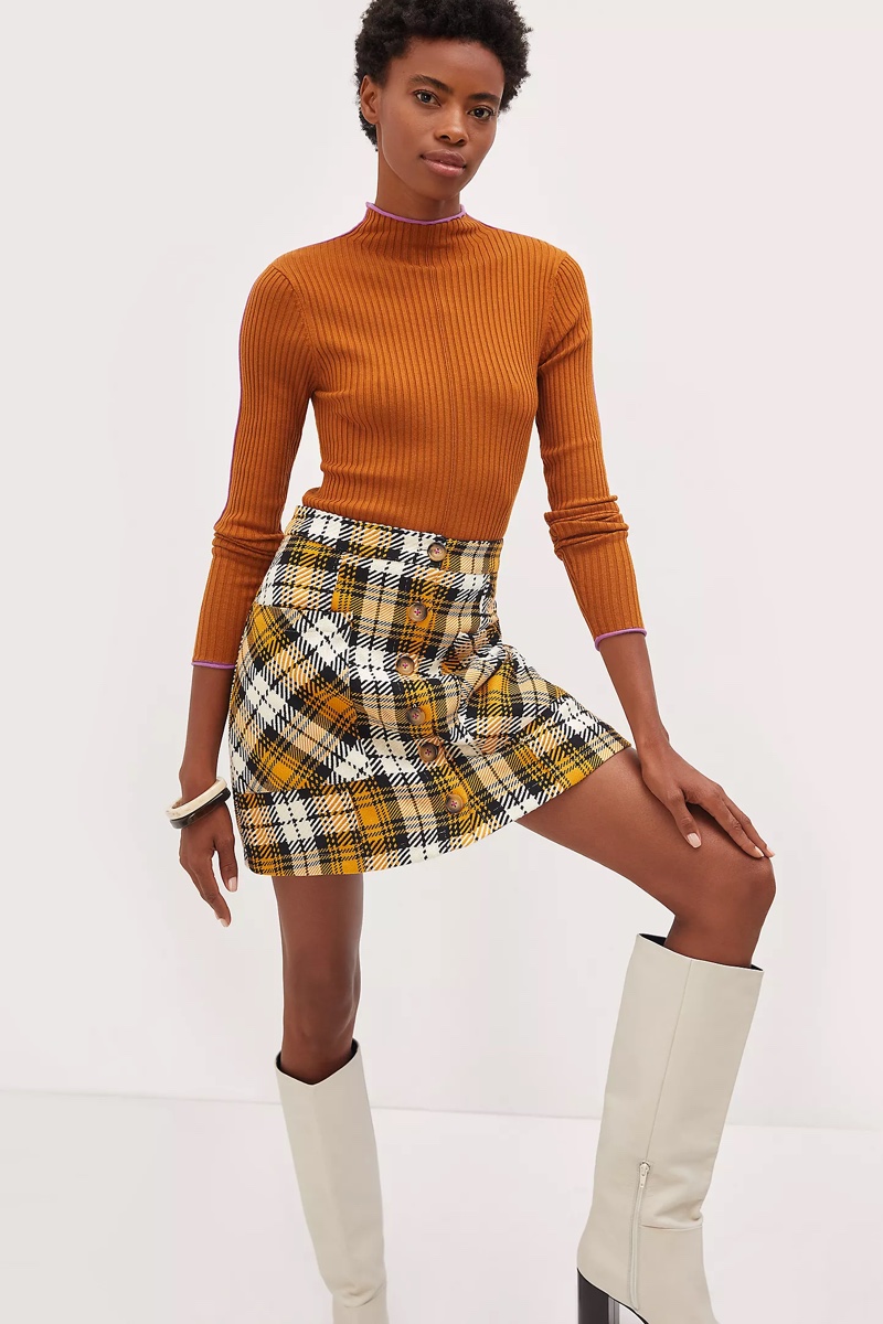 Maeve Plaid Mini Skirt $110