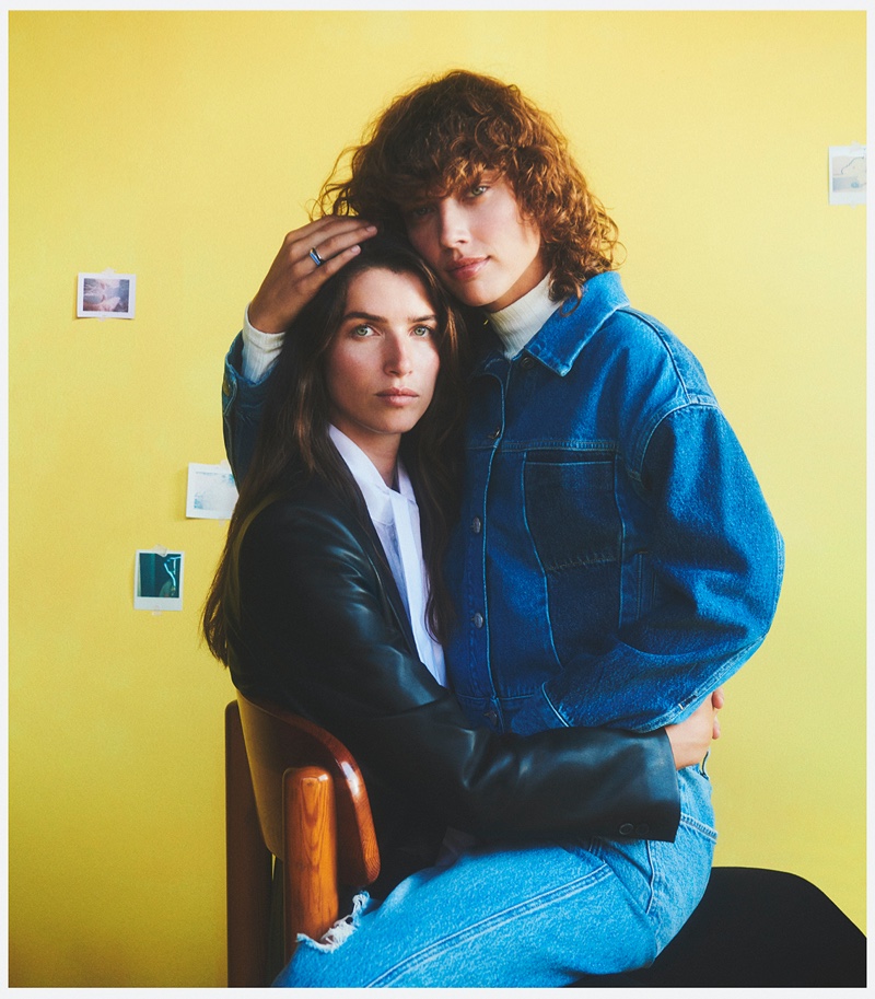 Couple Gigi Ringel and Eeva Lion pose for Mango This is Family fall-winter 2021 campaign.